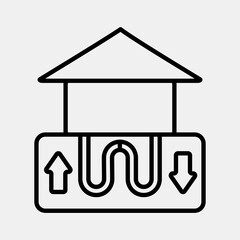 Icon geothermal heat pump. Renewable energy elements. Icon in line style.