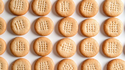 Rows of Delicious Crunchy Cookies with Unique Pattern on Surface