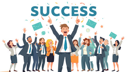 Achieving Business Success Teamwork, Celebration, and Triumphant Goals