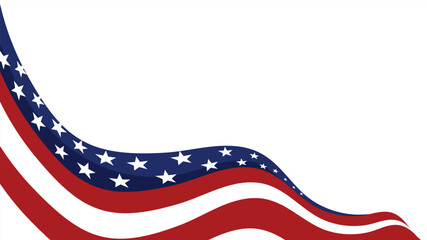 Abstract American Flag Waves with Stars on Clean Background