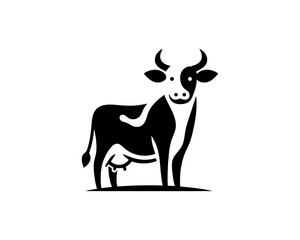 Black and white full body cow icon