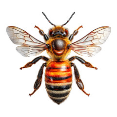 Obraz premium Detailed macro image capturing the intricate beauty of a bee against transparent background