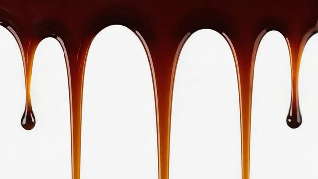 Rich Molasses Dripping Down White Background - Perfect for Food Advertising and Design Projects