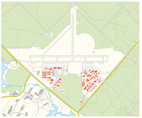 detailed topographic vector map of a fictitious airport