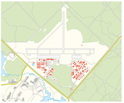 detailed topographic vector map of a fictitious airport
