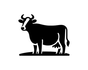 Full body cow illustration in black vector