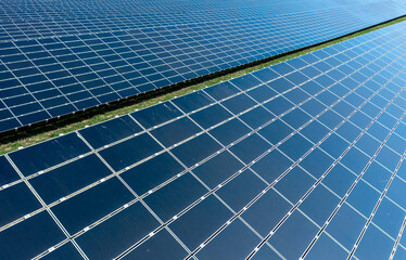 Solar panels above view close-up, on a sunny day in spring in Heilbronn, Germany