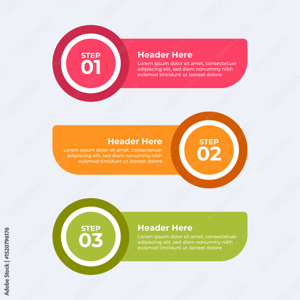 Poster three colorful headers with placeholders.