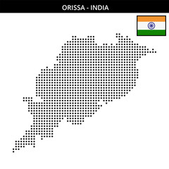 Medium dots map of orissa in India