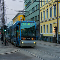 Naklejka premium Tram in Oslo, Norway