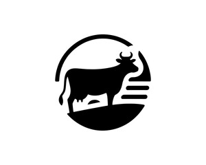 Vector full body cow logo in black