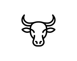 Cow head outline in modern line style