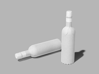 White Blank Carton Bottle Mockup for Wine 3D Rendering