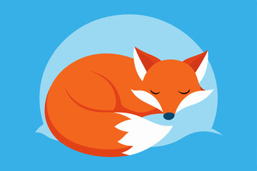 Obraz premium fox curled up in snow den .svg