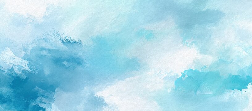 Fototapeta Ethereal light blue watercolor texture with soft blurred strokes, minimalist abstract background for luxury stationery and website headers. 
