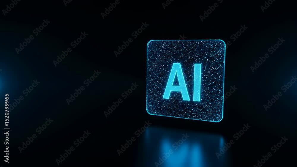 Poster Artificial intelligence technology icon. Neural network concept for deep learning and machine learning. Digital smart bot.