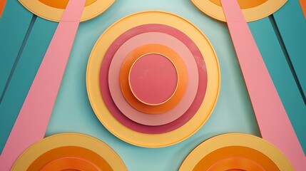 Obraz premium Colorful concentric circles in retro pop-art composition