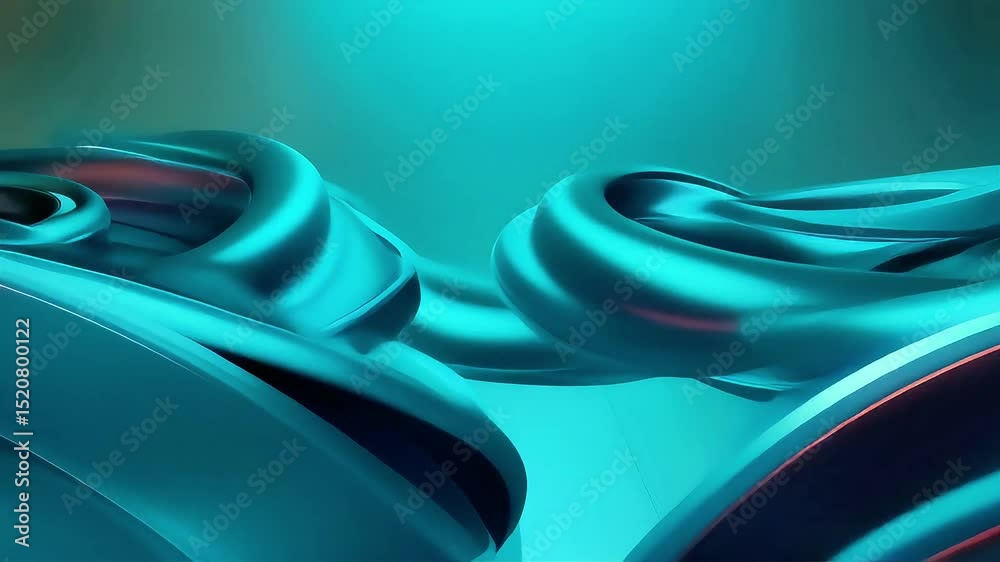 Poster Abstract Teal Liquid Forms Flowing Dynamically