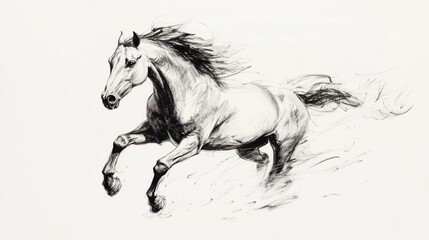 Running horse, monochrome art