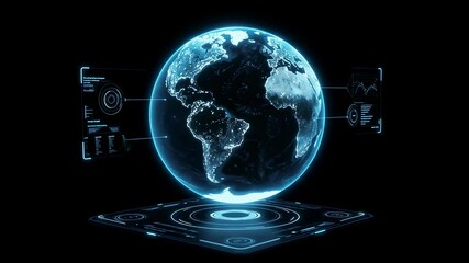 Digital earth globe with data displaying global network connections. Futuristic technology, communication concept. - Powered by Adobe
