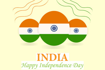 15 August India Independence Day Poster. It features three stylized ovals, each colored with the Indian national flag. Creative Independence Day Design with Indian National Symbol.