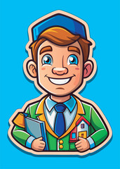 Obraz premium Friendly real estate agent holding a house.