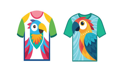 Two colorful parrot t shirt designs