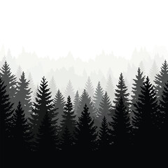 Pine Tree Silhouette Vector Set Featuring Natural Forest Elements.
