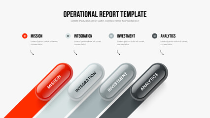 Obraz premium Business Profile 4 Option Diagram Slide Template. Market Forecast Presentation Design Vector Illustration. Financial Showcase Four Step Infographic Slideshow Layout.