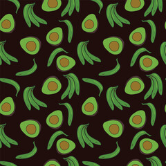 avocado and banana vector repeated pattern, seamless pattern design