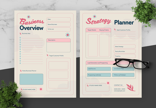 Pink And Blue Business Planner