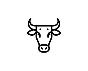Farm cow head in hand-drawn outline style