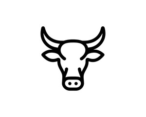 Line cow head illustration in vector logo