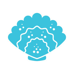 Aquatic Blue Scallop Shell with Bubbles