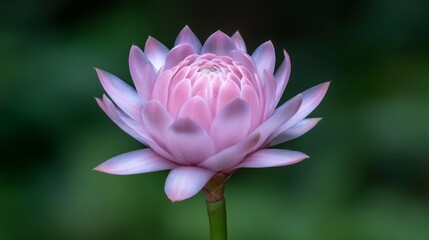 Obraz premium Pink Lotus Flower Blooming on a Lush Green Background in Soft Natural Light