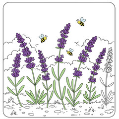 Seamless Monochrome Floral Pattern. Hand Drawn Floral Texture, Decorative Flowers, Coloring Book.