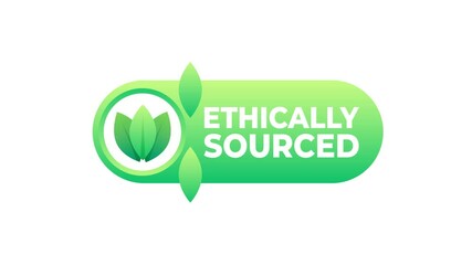 Ethically Sourced Label Animation on White and Blue Background