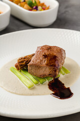 Tender beef medallion served with morel mushrooms and creamy sauce