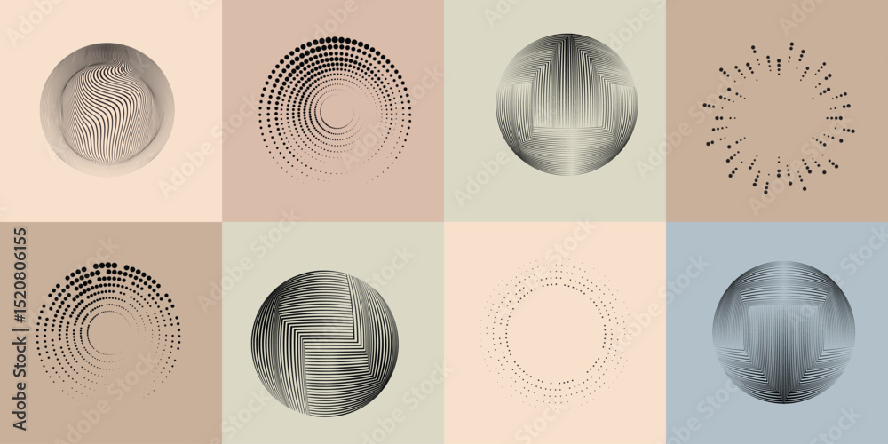 Poster lines and dots in circle form .rotate rounded shape vector illustration .rotating dots form a circle
