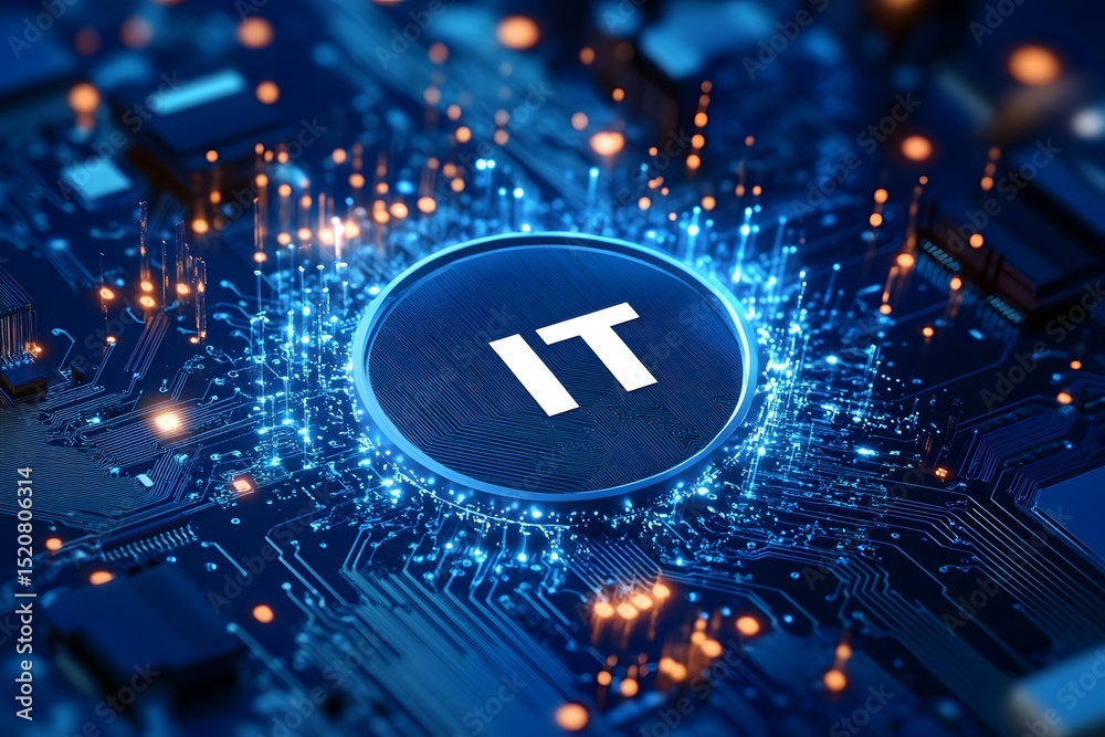 Fototapete digital icon of information technology or circuit board with the text 