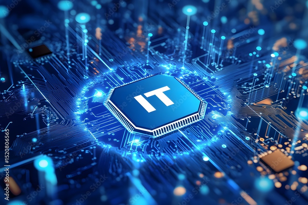 Fototapete digital icon of information technology or circuit board with the text 