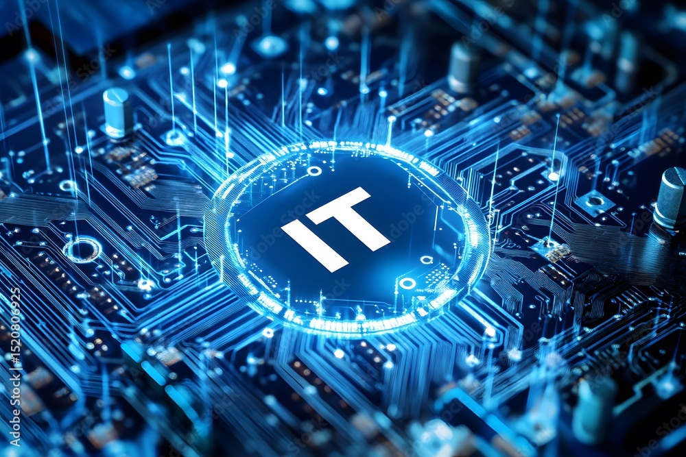Fototapete digital icon of information technology or circuit board with the text 