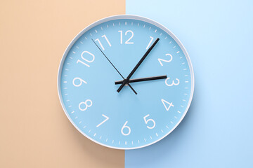 Close-up of a wall clock. The concept of time and work time is valuable for life, Alarm clock...