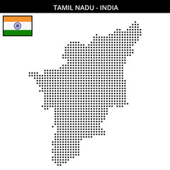 Obraz premium Medium dots map of tamil-nadu in India