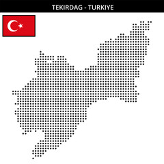 Medium dots map of Tekirdag in Turkiye