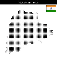 Obraz premium Medium dots map of telangana in India