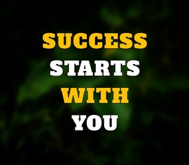 Motivational Quote – Success Starts with You Typography on Green Blurred Background
