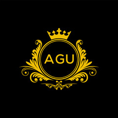 Initial AGU Letter Linked Logo for business and company identity. Modern AGU Letter Logo Vector Template with modern trendy golden logo.
