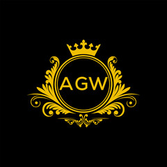 Initial AGW Letter Linked Logo for business and company identity. Modern AGW Letter Logo Vector Template with modern trendy golden logo.
