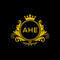 Initial AHE Letter Linked Logo for business and company identity. Modern AHE Letter Logo Vector Template with modern trendy golden logo.
